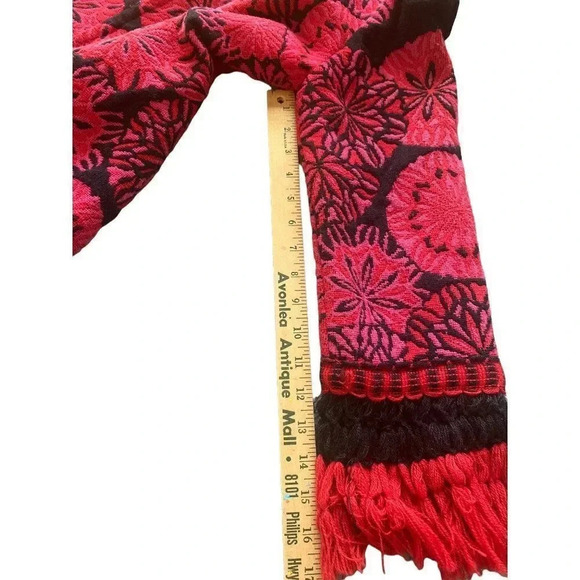 Hand-Made Artisan Crafted Micro Embroidered Red & Black Fringed Tunic Dress - Picture 15 of 16